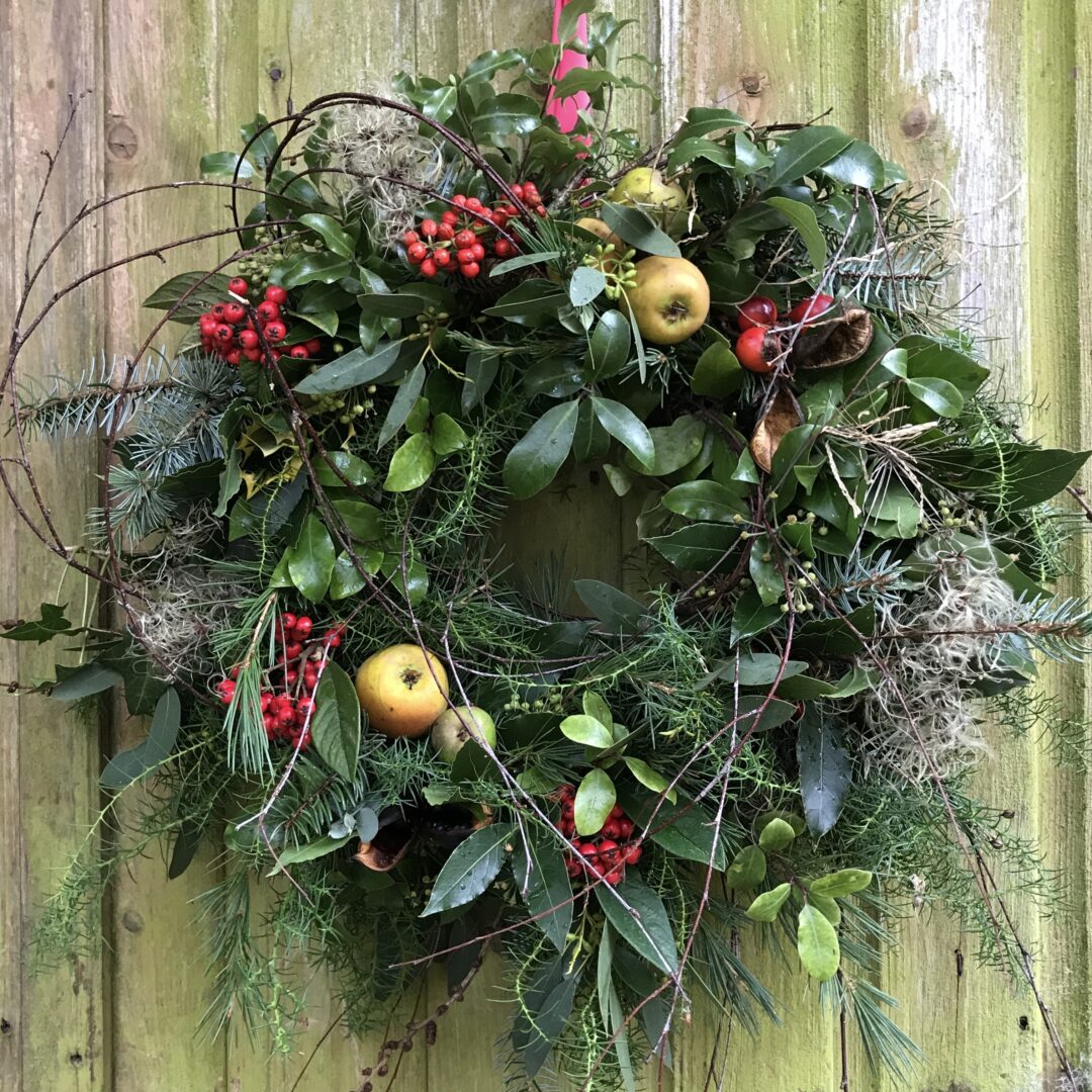 Christmas Wreath Making Workshop at Hestercombe Gardens, with Blue Shed Flowers